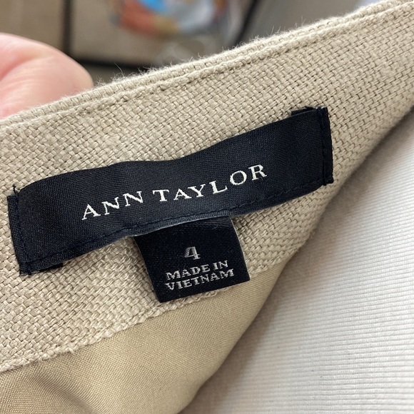 Ann Taylor Khaki Linen Jeweled Skirt - Picture 6 of 9